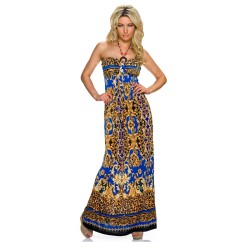 Robe longue bleue baroque Bustier à bonnet rembourré