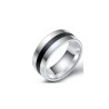 Bague homme acier liseret noir