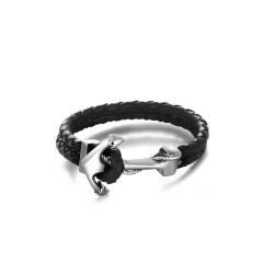 Bracelet homme cuir et ancre