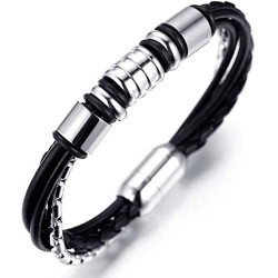 Bracelet homme cuir et acier